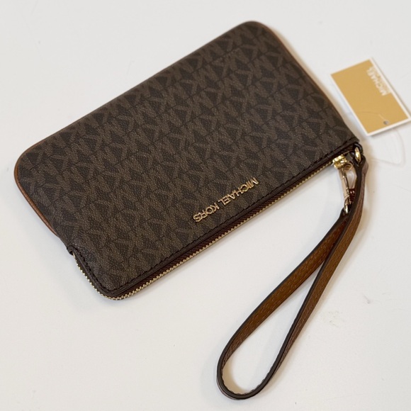 Michael Kors Jet Set Travel TZ Wristlet MK Brown - Picture 11 of 14